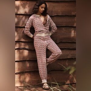 By Anthropologie Long-Sleeve Waffle Knit Pajama Set - M